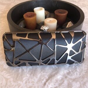 Geometric Black and Silver Clutch